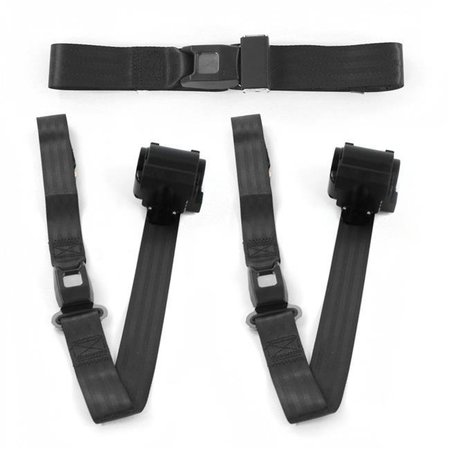 GEARED2GOLF Standard 2 Point Black Retractable Bench Seat Belt Kit for 1967-1979 Ford Truck - 3 Belts GE1347155
